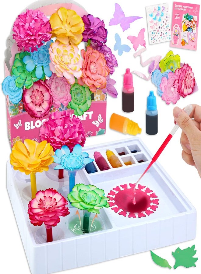Crelloci DIY Paper Flower Craft Kit for Kids - Color Mixing STEM Art Toy with Flower Molds, Dropper Painting & Bouquet Display - Educational Gift for Girls Ages 6-12 - Image 1